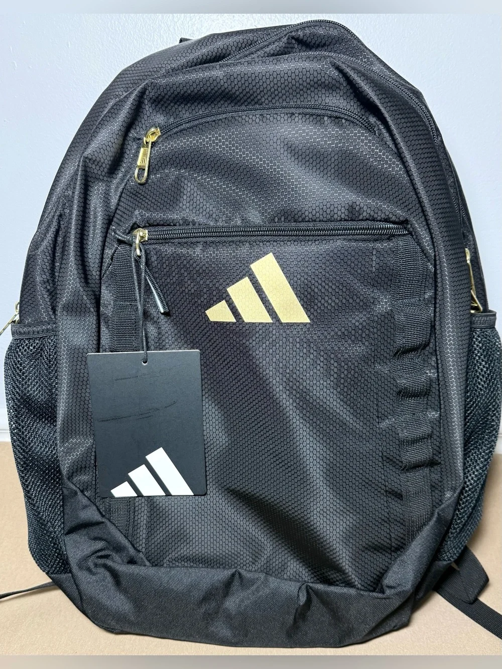 Adidas Excelerator Black Backpack with Gold Logo & Accents